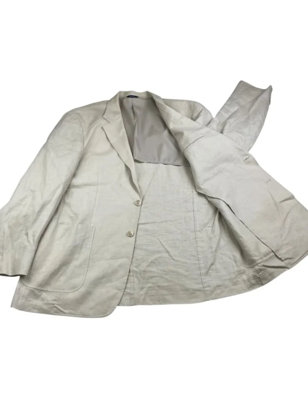 Alan Flusser Men’s 100% Linen 2-Button Blazer Jacket Beige • 46R | XL